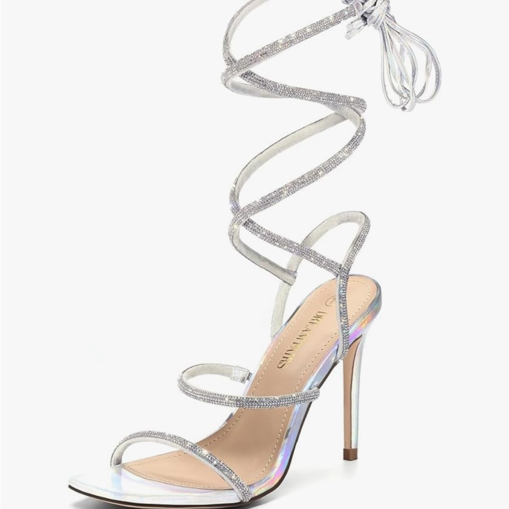 Dream Pairs Silver Wrap-Around Heels